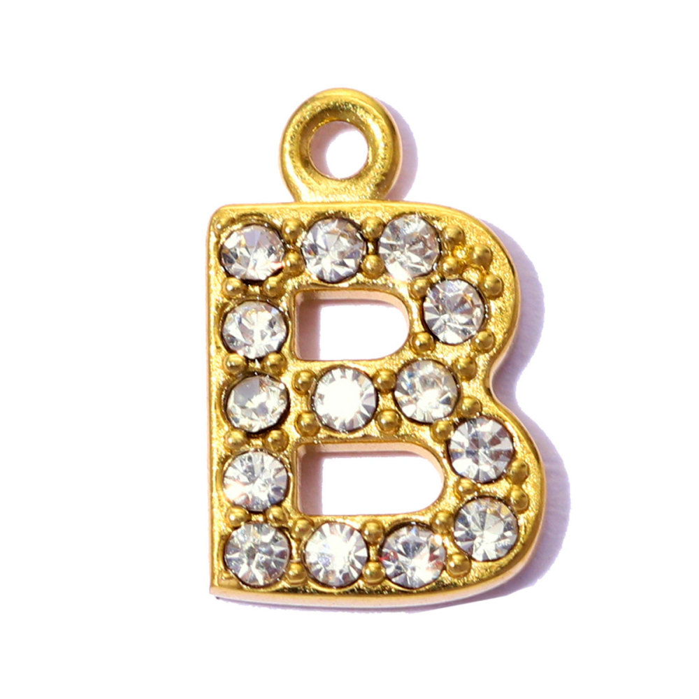 6pcs/pack Stainless Steel Rhinestone A-Z Initial Name DIY Earring Charms English Letter Alphabet Necklace Pendant Woman Jewelry