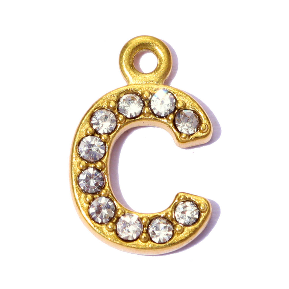 6pcs/pack Stainless Steel Rhinestone A-Z Initial Name DIY Earring Charms English Letter Alphabet Necklace Pendant Woman Jewelry