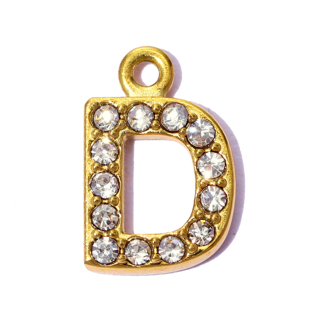 6pcs/pack Stainless Steel Rhinestone A-Z Initial Name DIY Earring Charms English Letter Alphabet Necklace Pendant Woman Jewelry