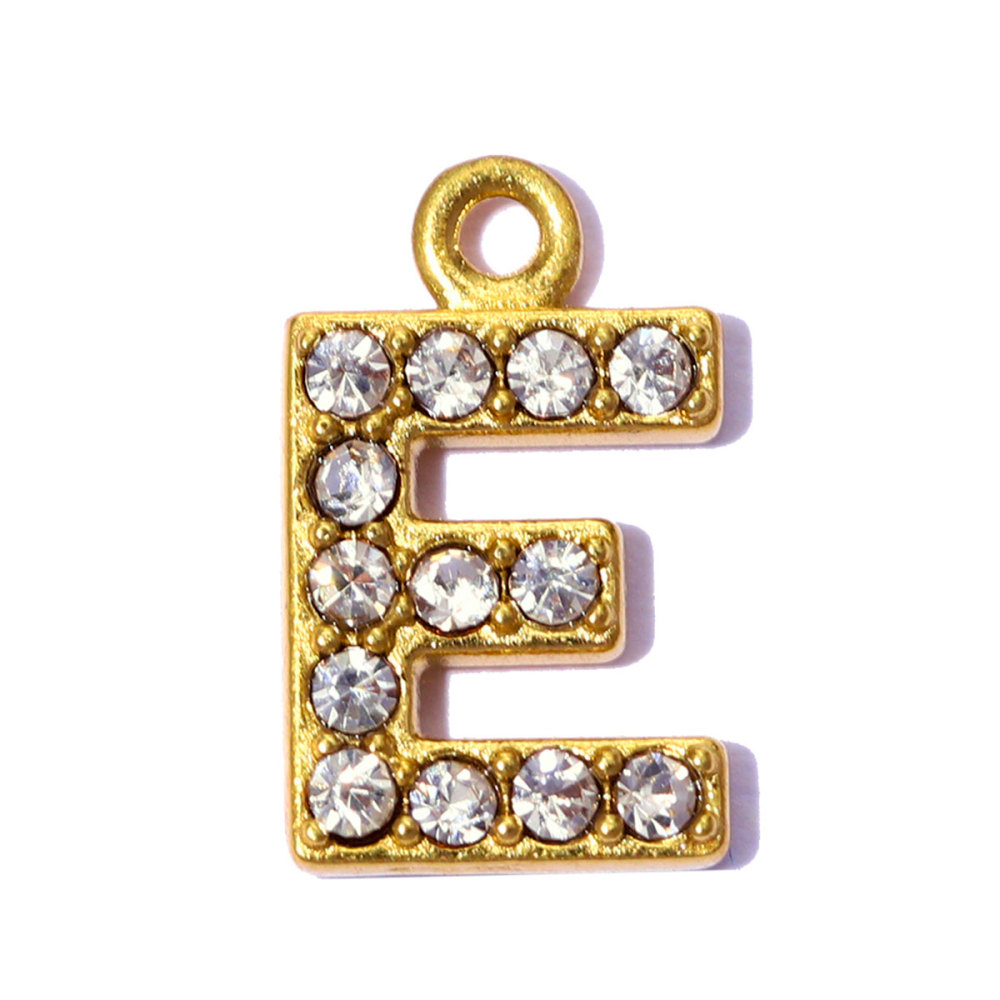 6pcs/pack Stainless Steel Rhinestone A-Z Initial Name DIY Earring Charms English Letter Alphabet Necklace Pendant Woman Jewelry