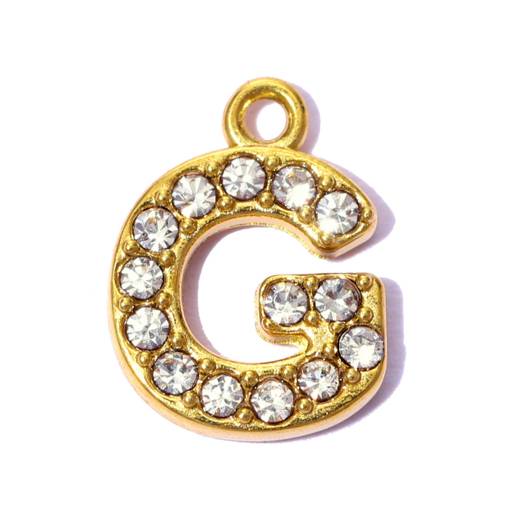6pcs/pack Stainless Steel Rhinestone A-Z Initial Name DIY Earring Charms English Letter Alphabet Necklace Pendant Woman Jewelry