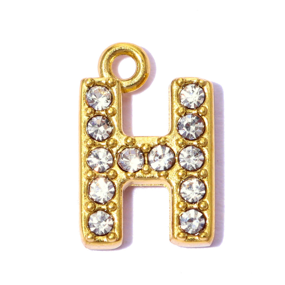 6pcs/pack Stainless Steel Rhinestone A-Z Initial Name DIY Earring Charms English Letter Alphabet Necklace Pendant Woman Jewelry