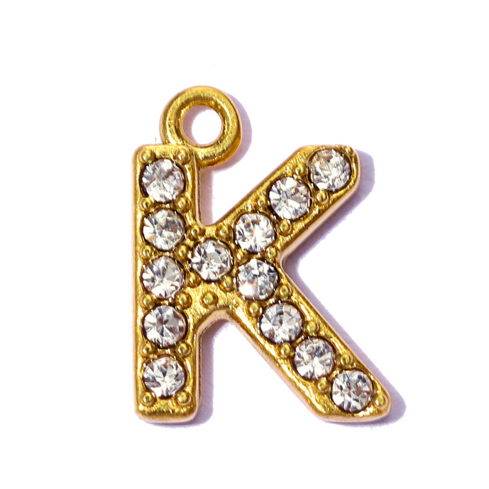 6pcs/pack Stainless Steel Rhinestone A-Z Initial Name DIY Earring Charms English Letter Alphabet Necklace Pendant Woman Jewelry