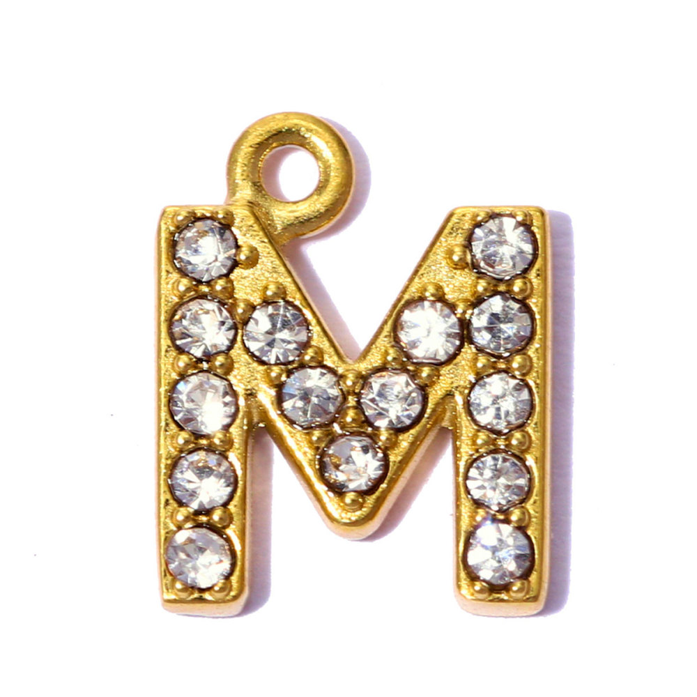 6pcs/pack Stainless Steel Rhinestone A-Z Initial Name DIY Earring Charms English Letter Alphabet Necklace Pendant Woman Jewelry