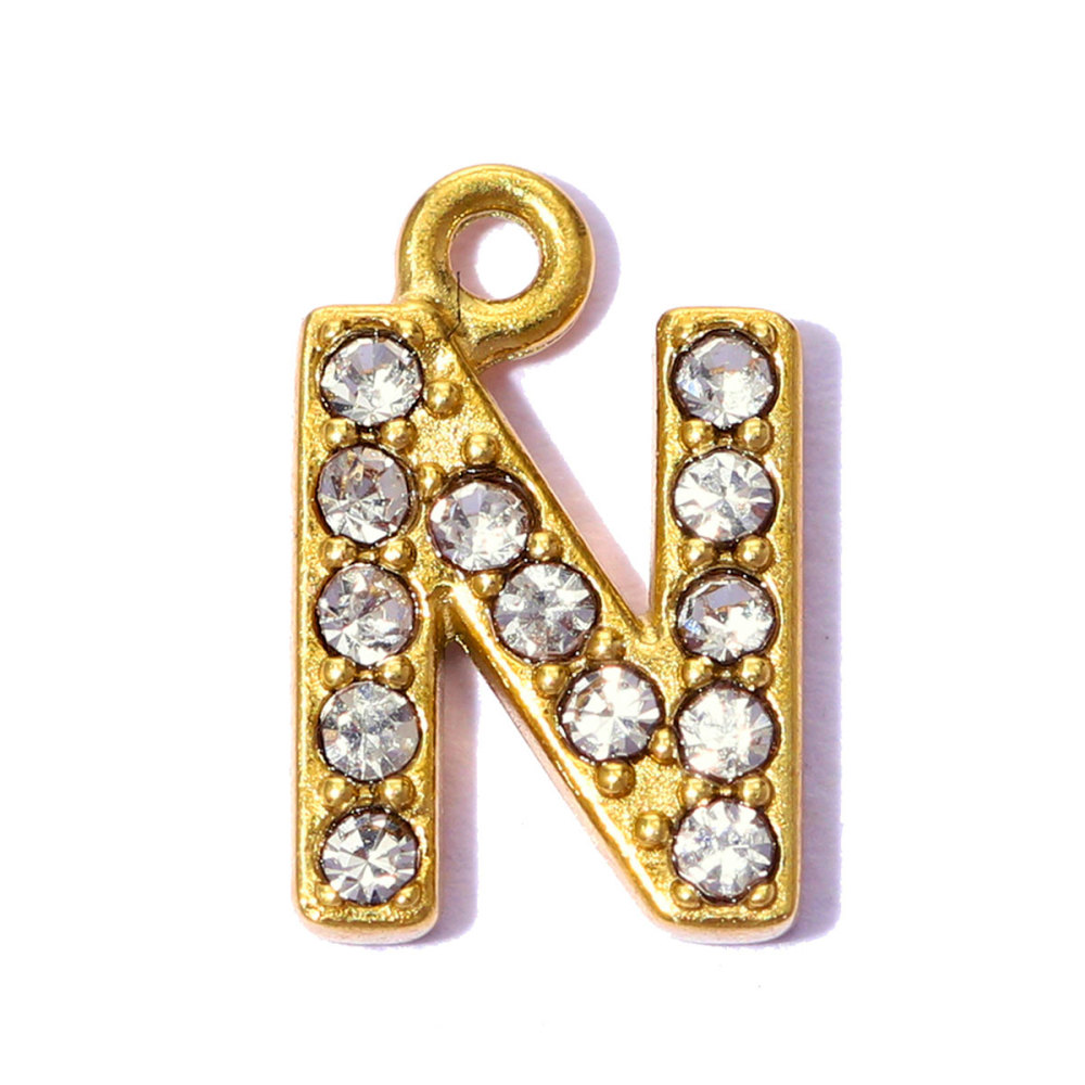 6pcs/pack Stainless Steel Rhinestone A-Z Initial Name DIY Earring Charms English Letter Alphabet Necklace Pendant Woman Jewelry