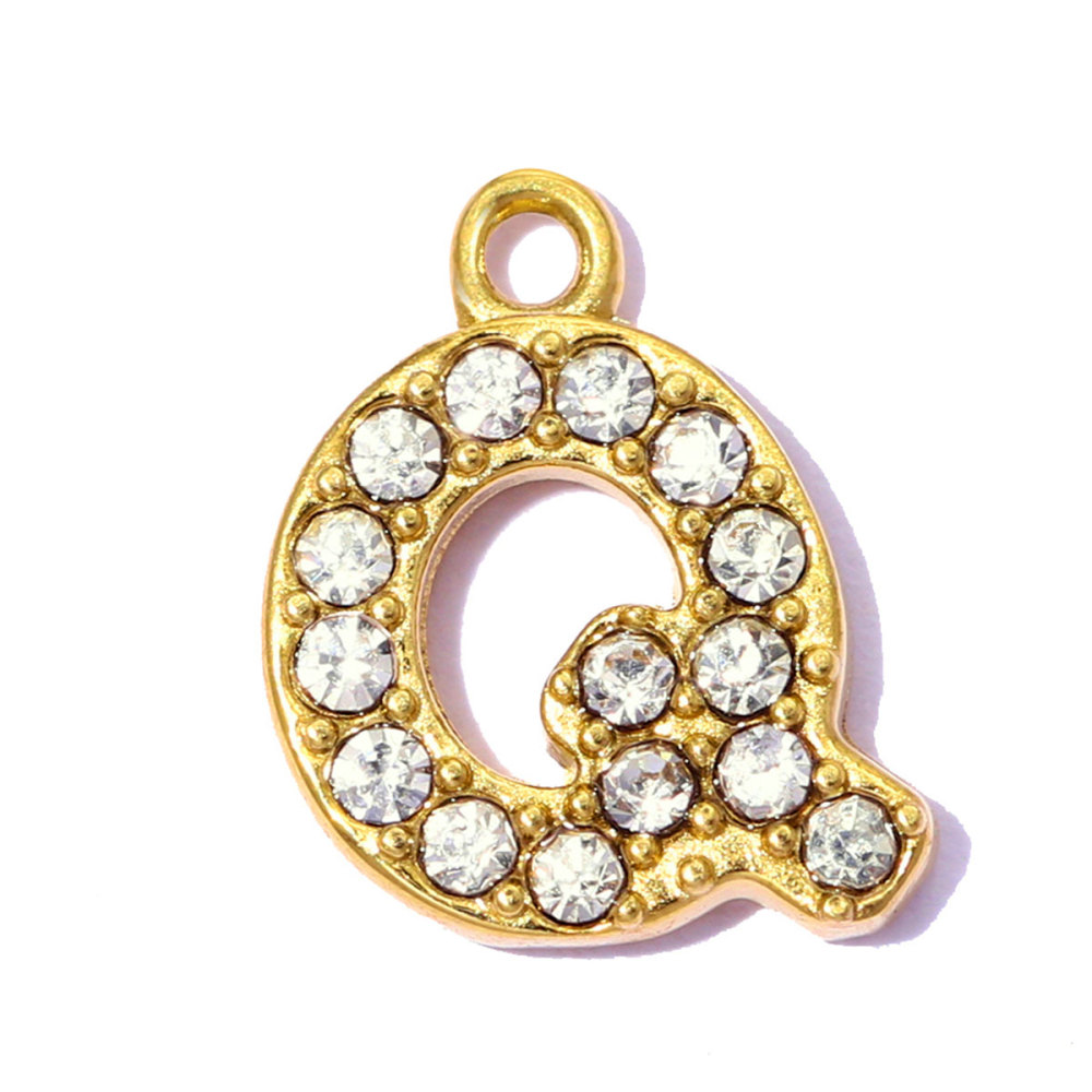 6pcs/pack Stainless Steel Rhinestone A-Z Initial Name DIY Earring Charms English Letter Alphabet Necklace Pendant Woman Jewelry
