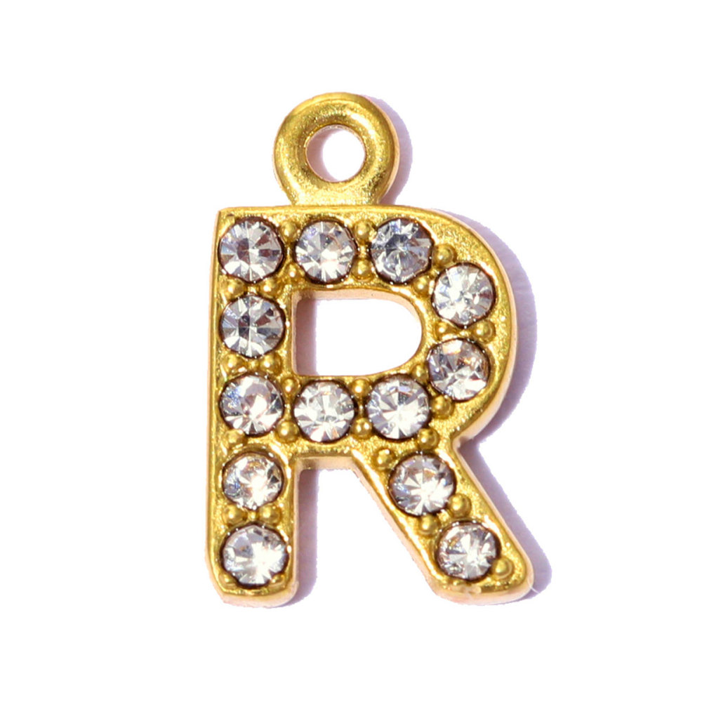 6pcs/pack Stainless Steel Rhinestone A-Z Initial Name DIY Earring Charms English Letter Alphabet Necklace Pendant Woman Jewelry