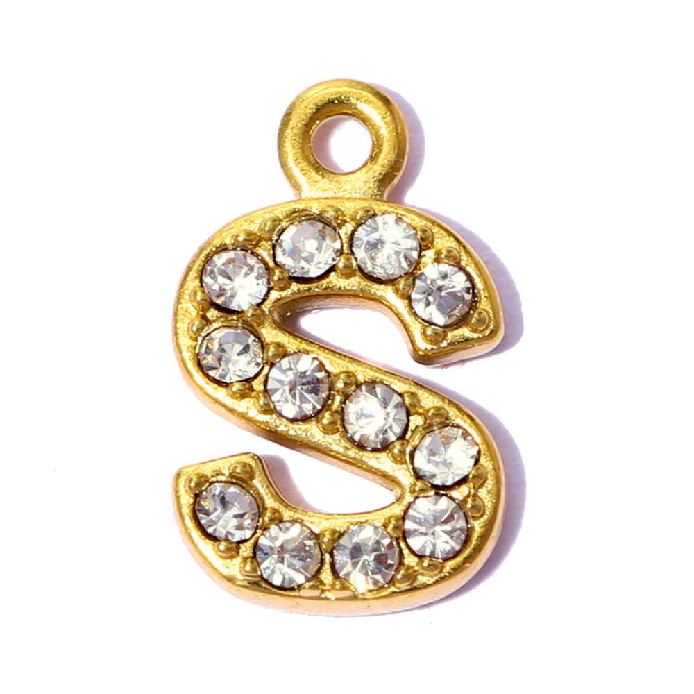 6pcs/pack Stainless Steel Rhinestone A-Z Initial Name DIY Earring Charms English Letter Alphabet Necklace Pendant Woman Jewelry