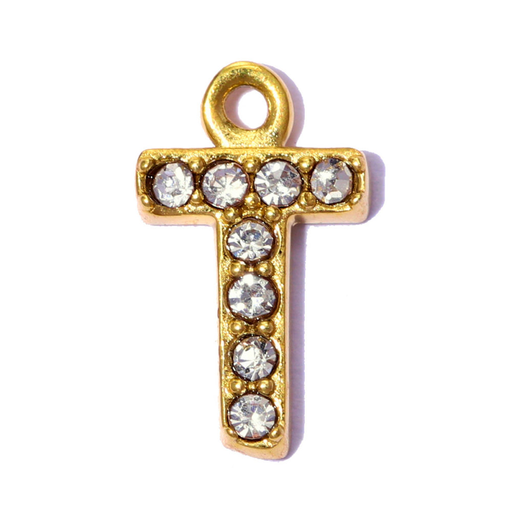 6pcs/pack Stainless Steel Rhinestone A-Z Initial Name DIY Earring Charms English Letter Alphabet Necklace Pendant Woman Jewelry