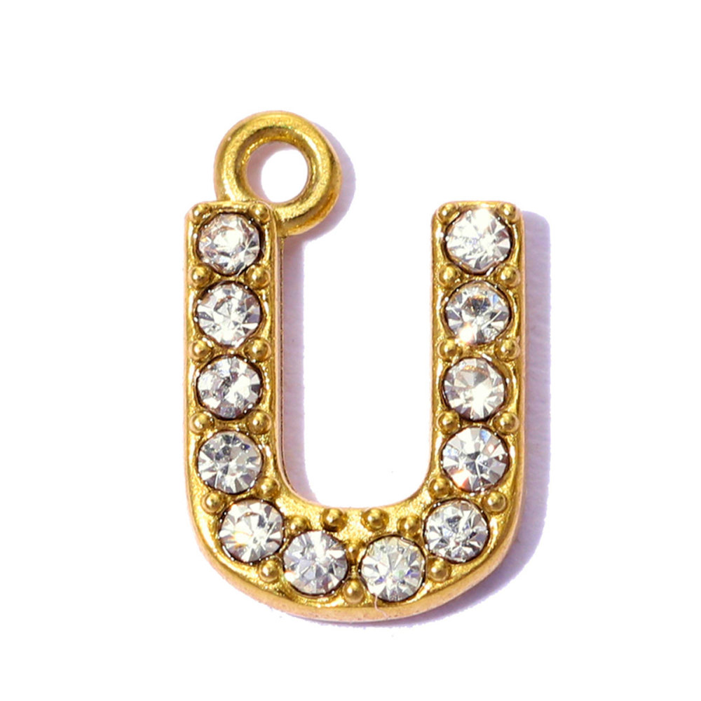 6pcs/pack Stainless Steel Rhinestone A-Z Initial Name DIY Earring Charms English Letter Alphabet Necklace Pendant Woman Jewelry