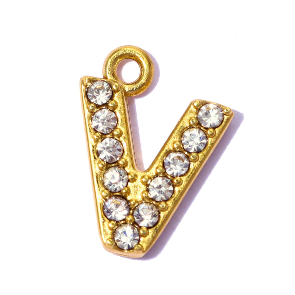 6pcs/pack Stainless Steel Rhinestone A-Z Initial Name DIY Earring Charms English Letter Alphabet Necklace Pendant Woman Jewelry