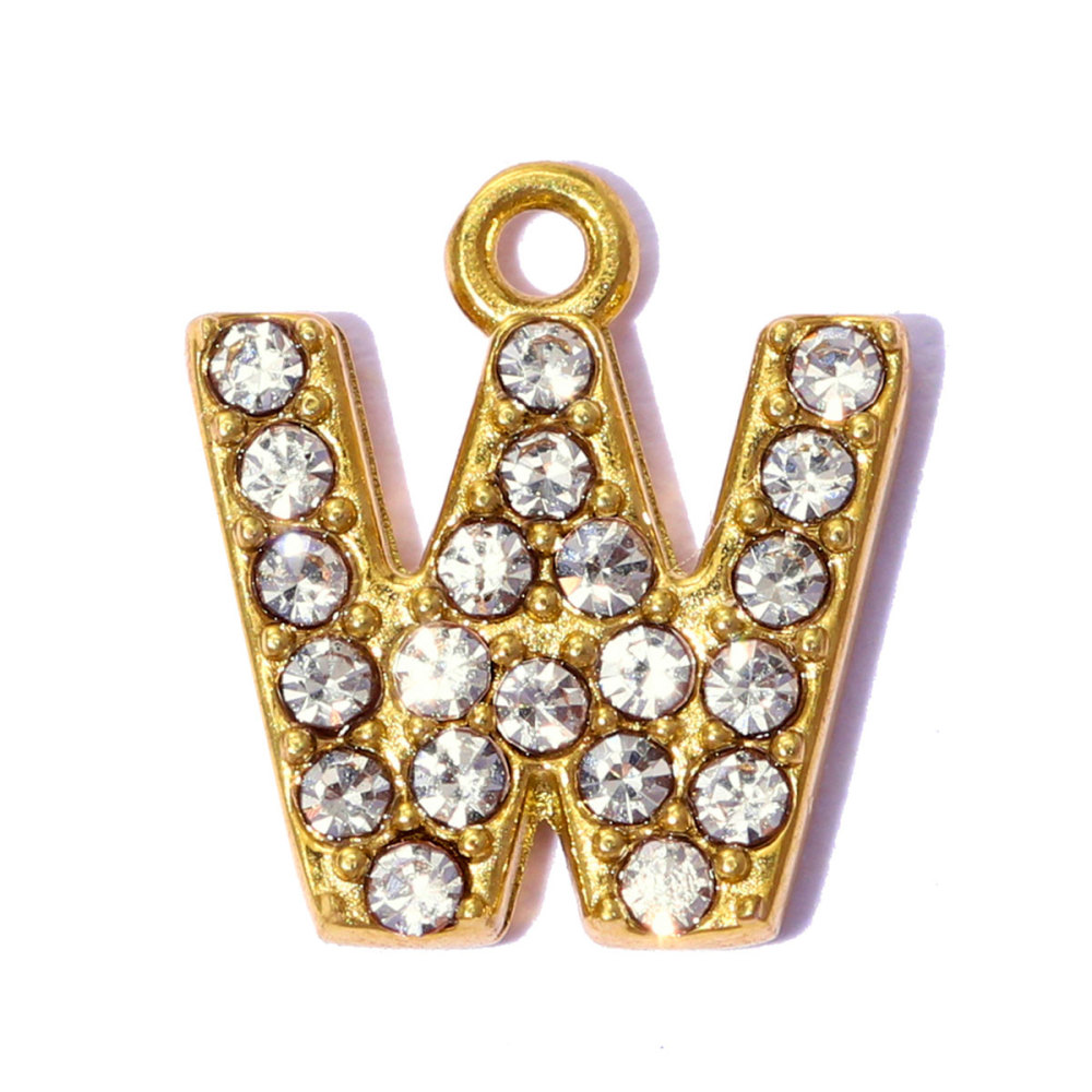 6pcs/pack Stainless Steel Rhinestone A-Z Initial Name DIY Earring Charms English Letter Alphabet Necklace Pendant Woman Jewelry