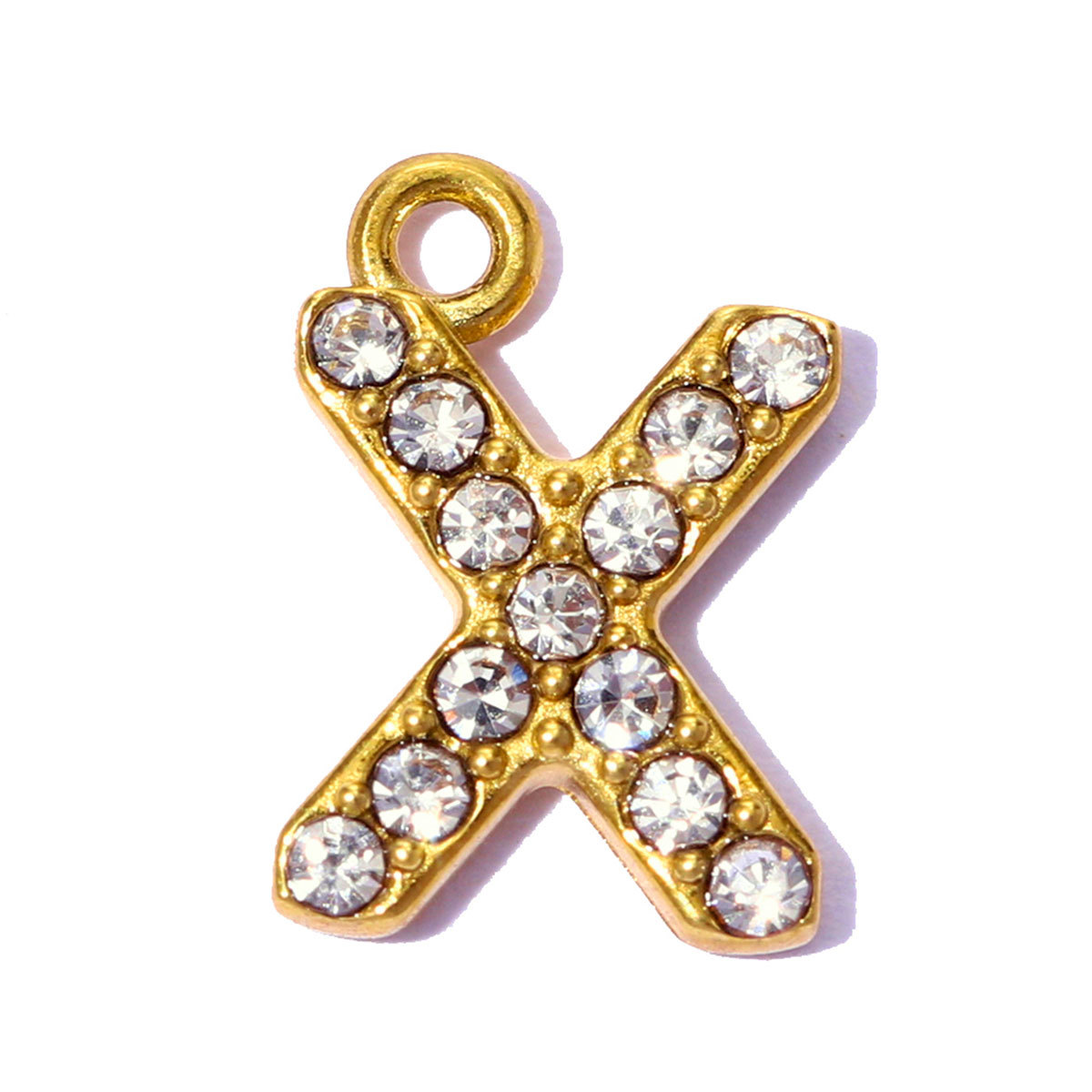 6pcs/pack Stainless Steel Rhinestone A-Z Initial Name DIY Earring Charms English Letter Alphabet Necklace Pendant Woman Jewelry