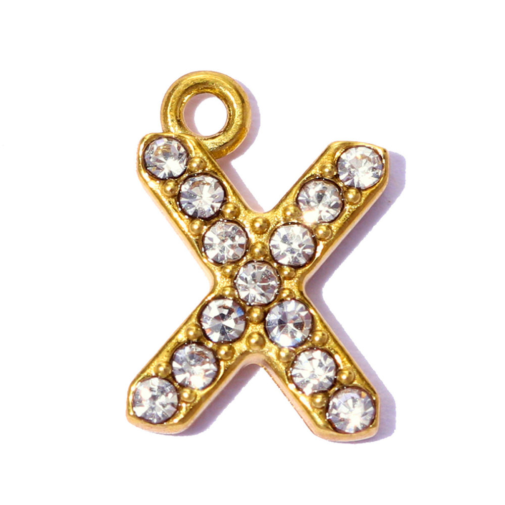6pcs/pack Stainless Steel Rhinestone A-Z Initial Name DIY Earring Charms English Letter Alphabet Necklace Pendant Woman Jewelry