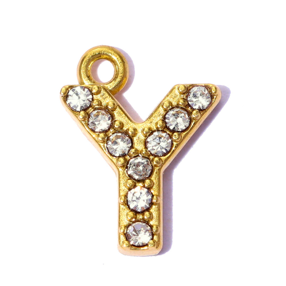 6pcs/pack Stainless Steel Rhinestone A-Z Initial Name DIY Earring Charms English Letter Alphabet Necklace Pendant Woman Jewelry