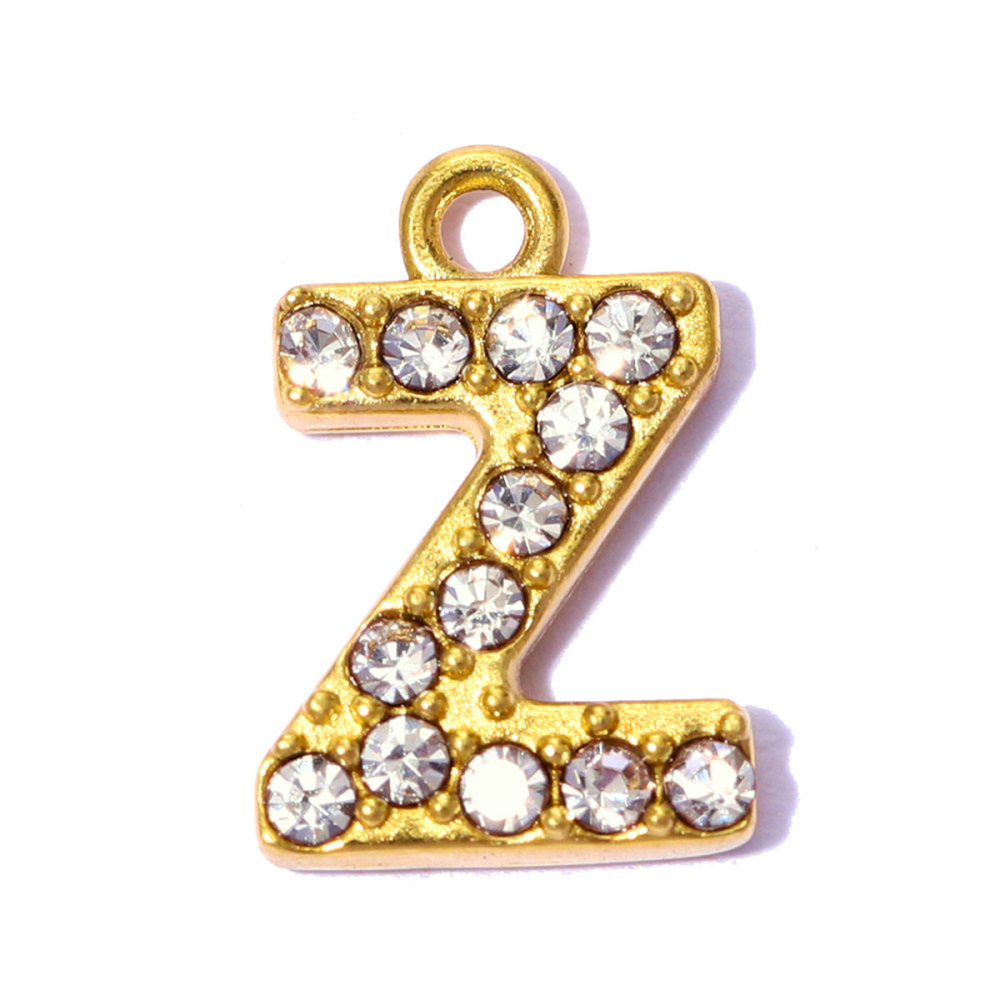 6pcs/pack Stainless Steel Rhinestone A-Z Initial Name DIY Earring Charms English Letter Alphabet Necklace Pendant Woman Jewelry