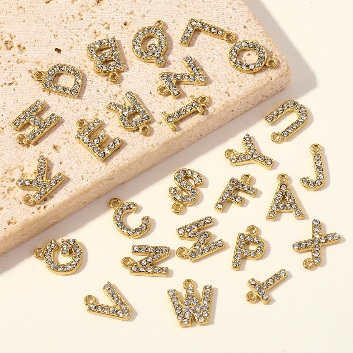 6pcs/pack Stainless Steel Rhinestone A-Z Initial Name DIY Earring Charms English Letter Alphabet Necklace Pendant Woman Jewelry