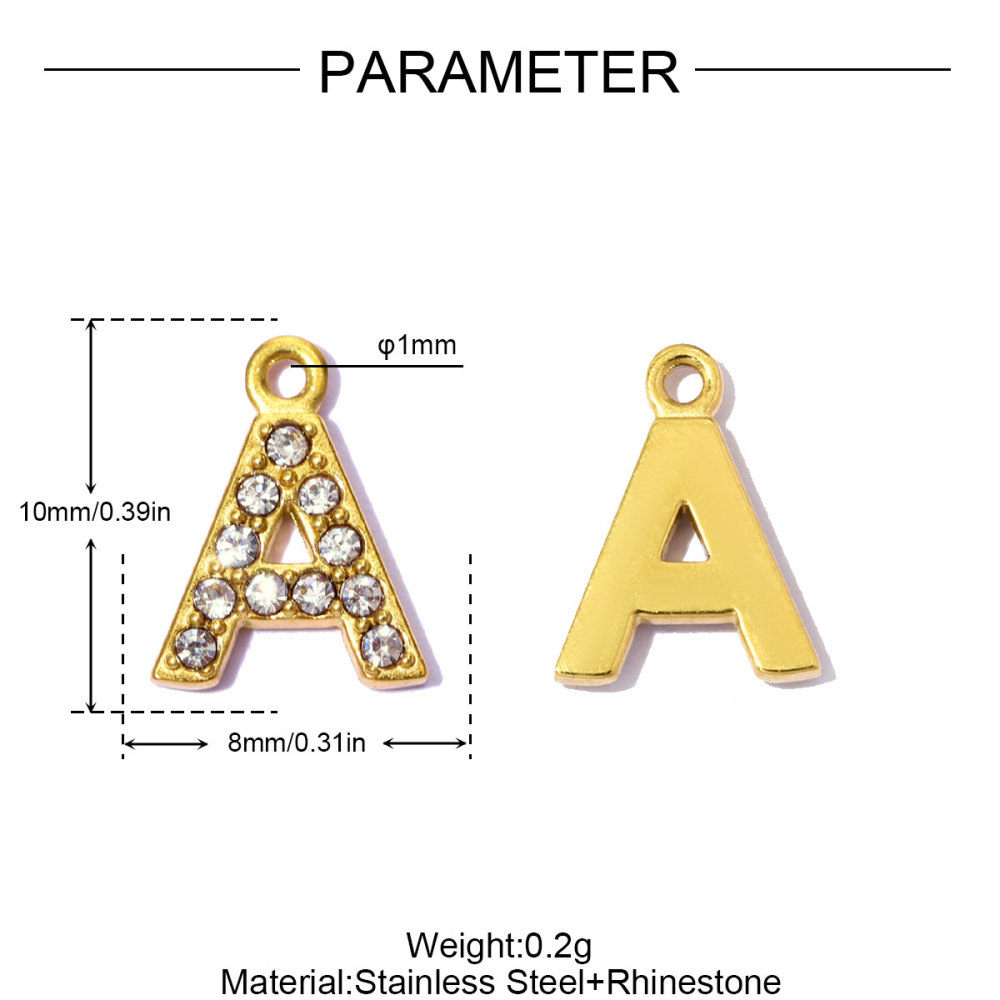 6pcs/pack Stainless Steel Rhinestone A-Z Initial Name DIY Earring Charms English Letter Alphabet Necklace Pendant Woman Jewelry
