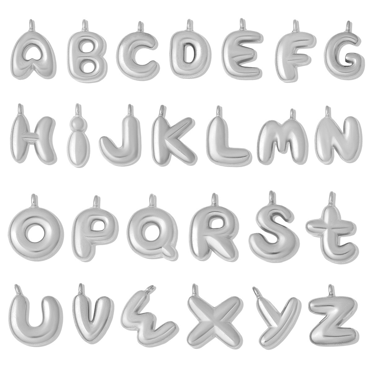 6pcs/pack Stainless Steel Bubble Initial Name DIY Charms A-Z Alphabet Necklace Pendant Woman Shoe Accessory Jewelry Wholesale