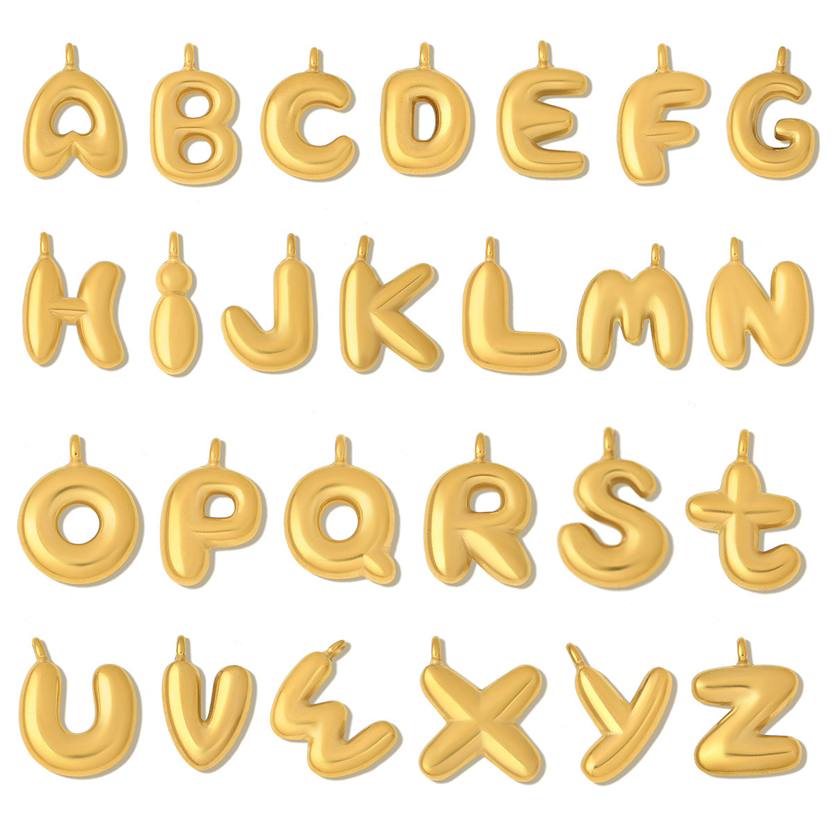 6pcs/pack Stainless Steel Mirror Polish Bubble Capital Letter DIY Charms Initial Letter Necklace Pendant Woman Shoe Accessory Wholesale