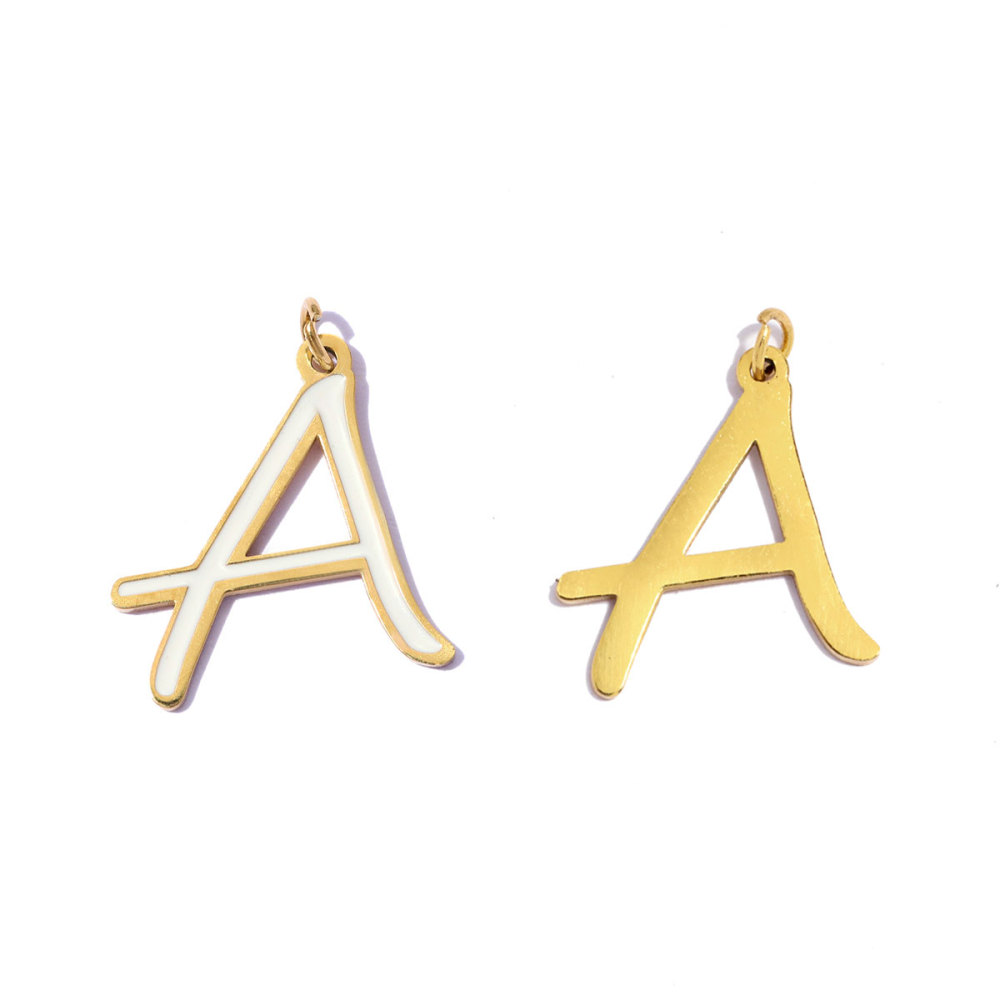 6pcs/pack Stainless Steel Enamel A-Z English Alphabet DIY Charms Initial Letter Necklace Pendant Woman Name Jewelry Wholesale