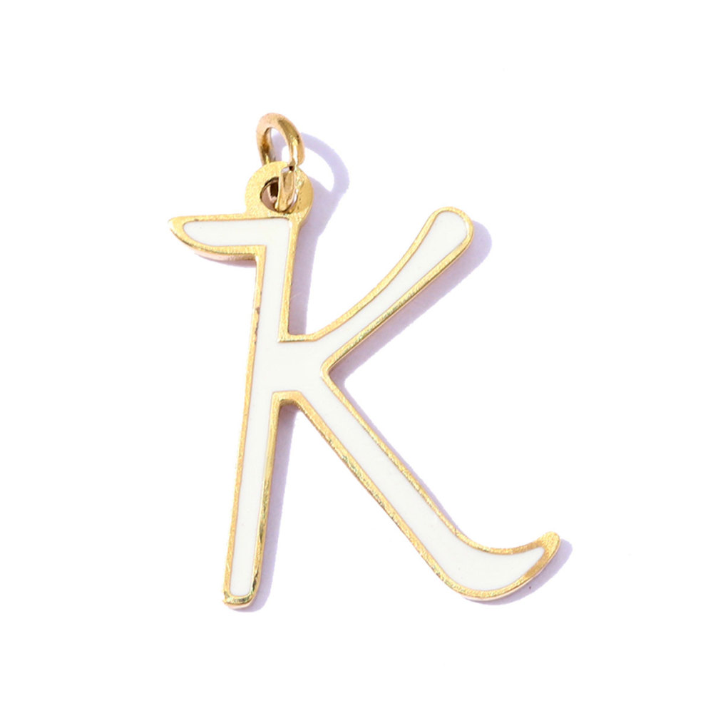 6pcs/pack Stainless Steel Enamel A-Z English Alphabet DIY Charms Initial Letter Necklace Pendant Woman Name Jewelry Wholesale