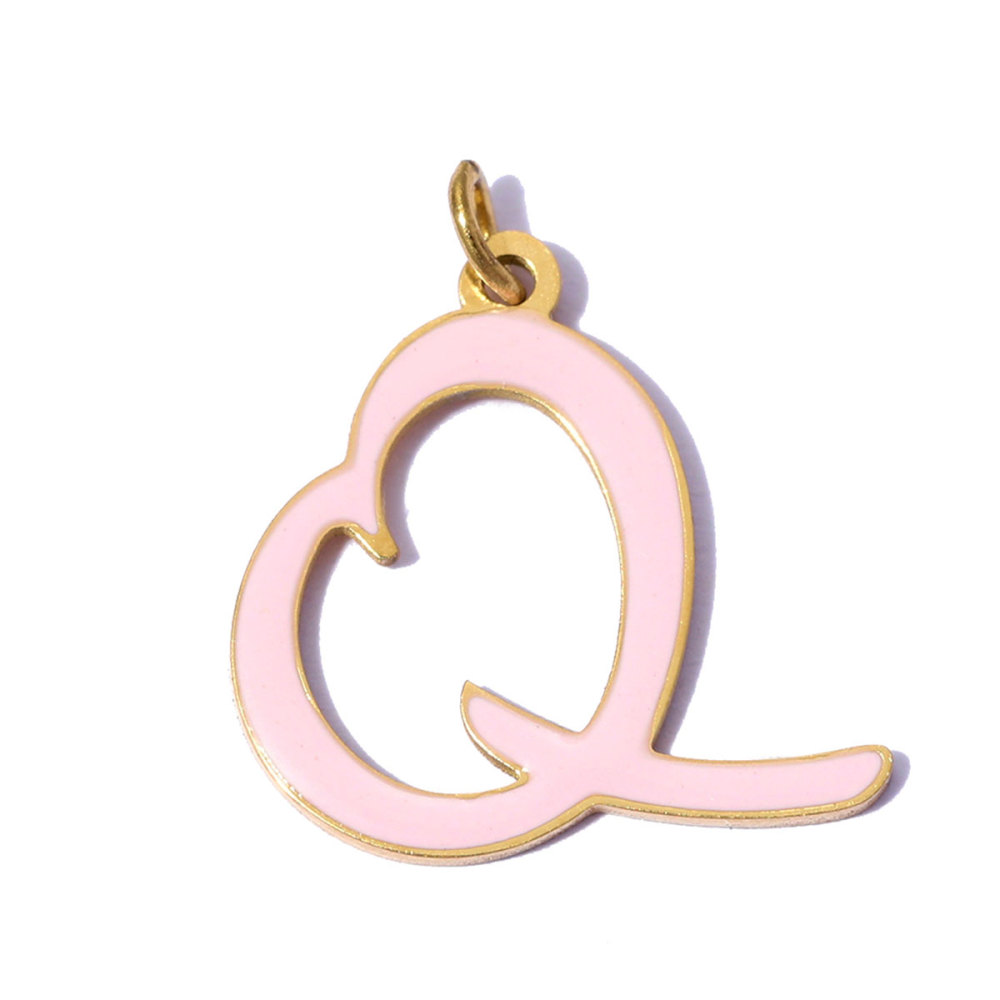 6pcs/pack Stainless Steel Enamel A-Z English Alphabet DIY Charms Initial Letter Necklace Pendant Woman Name Jewelry Wholesale