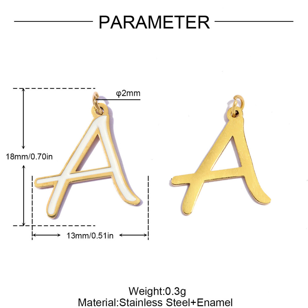 6pcs/pack Stainless Steel Enamel A-Z English Alphabet DIY Charms Initial Letter Necklace Pendant Woman Name Jewelry Wholesale