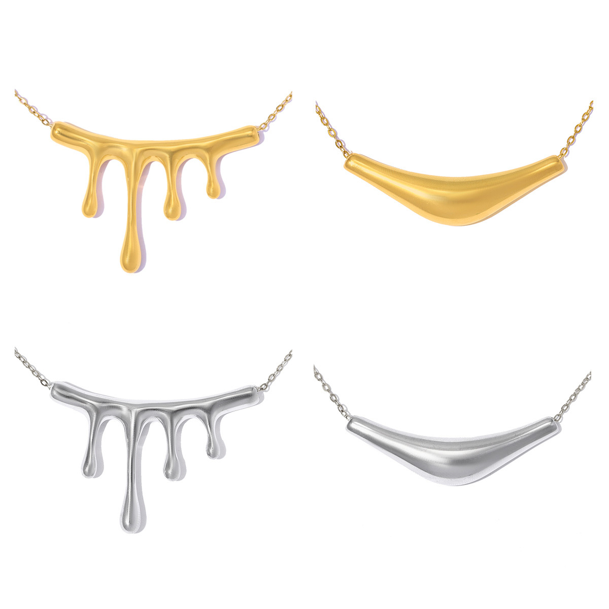 6pcs/pack Stainless Steel Lava Waterdrop DIY Charms Irregular Tube Necklace Pendants Woman Fashion Jewelry Wholesale