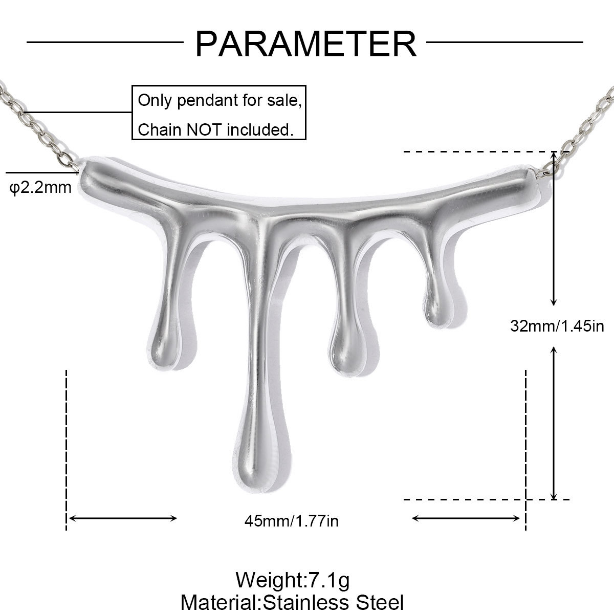 6pcs/pack Stainless Steel Lava Waterdrop DIY Charms Irregular Tube Necklace Pendants Woman Fashion Jewelry Wholesale