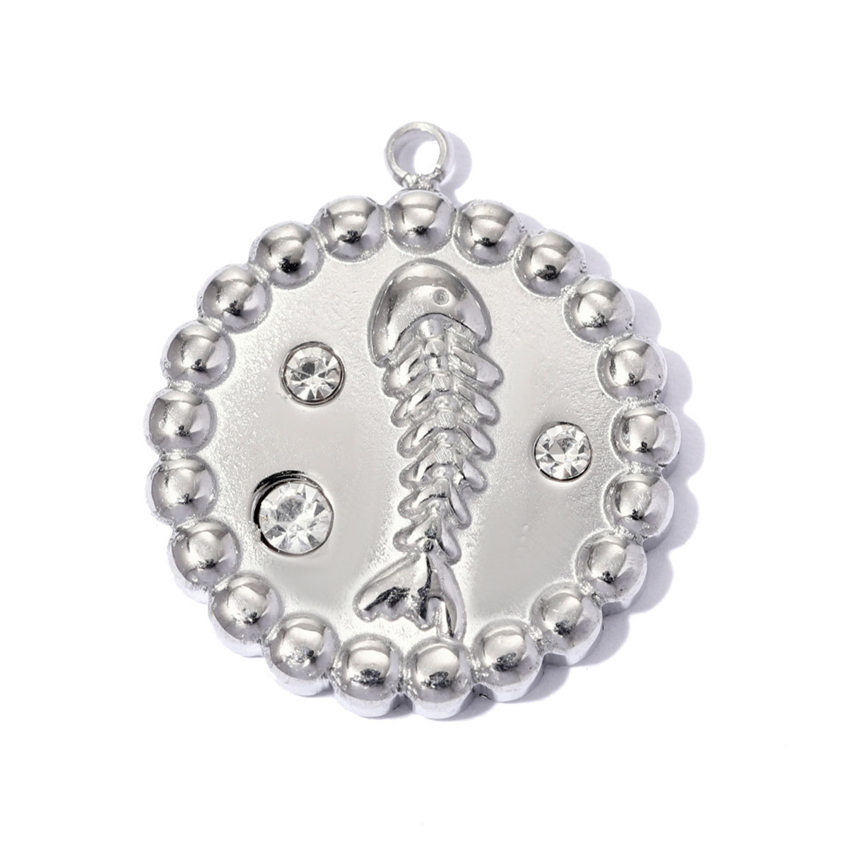 6pcs/pack Stainless Steel Rhinestone Round Fish Tail DIY Charms Cat Star Necklace Pendants Abalone shell Shoe Accessory Wholesale
