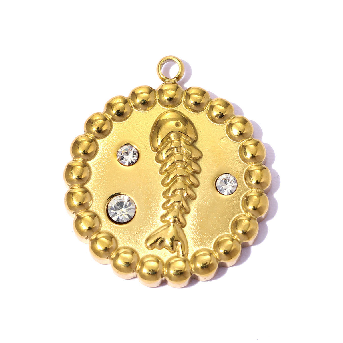 6pcs/pack Stainless Steel Rhinestone Round Fish Tail DIY Charms Cat Star Necklace Pendants Abalone shell Shoe Accessory Wholesale