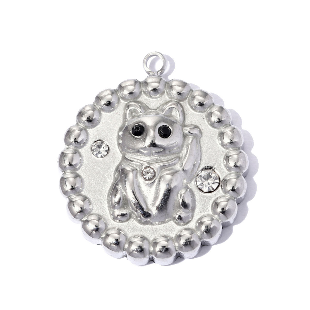 6pcs/pack Stainless Steel Rhinestone Round Fish Tail DIY Charms Cat Star Necklace Pendants Abalone shell Shoe Accessory Wholesale