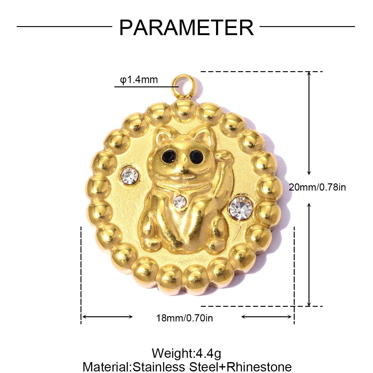 6pcs/pack Stainless Steel Rhinestone Round Fish Tail DIY Charms Cat Star Necklace Pendants Abalone shell Shoe Accessory Wholesale