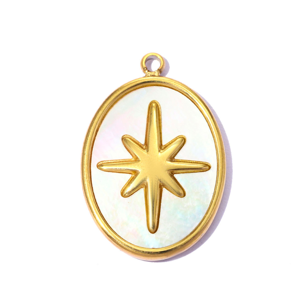 6pcs/pack Stainless Steel Rhinestone Round Fish Tail DIY Charms Cat Star Necklace Pendants Abalone shell Shoe Accessory Wholesale