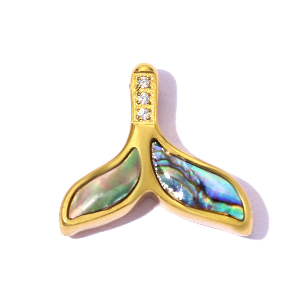 6pcs/pack Stainless Steel Rhinestone Round Fish Tail DIY Charms Cat Star Necklace Pendants Abalone shell Shoe Accessory Wholesale