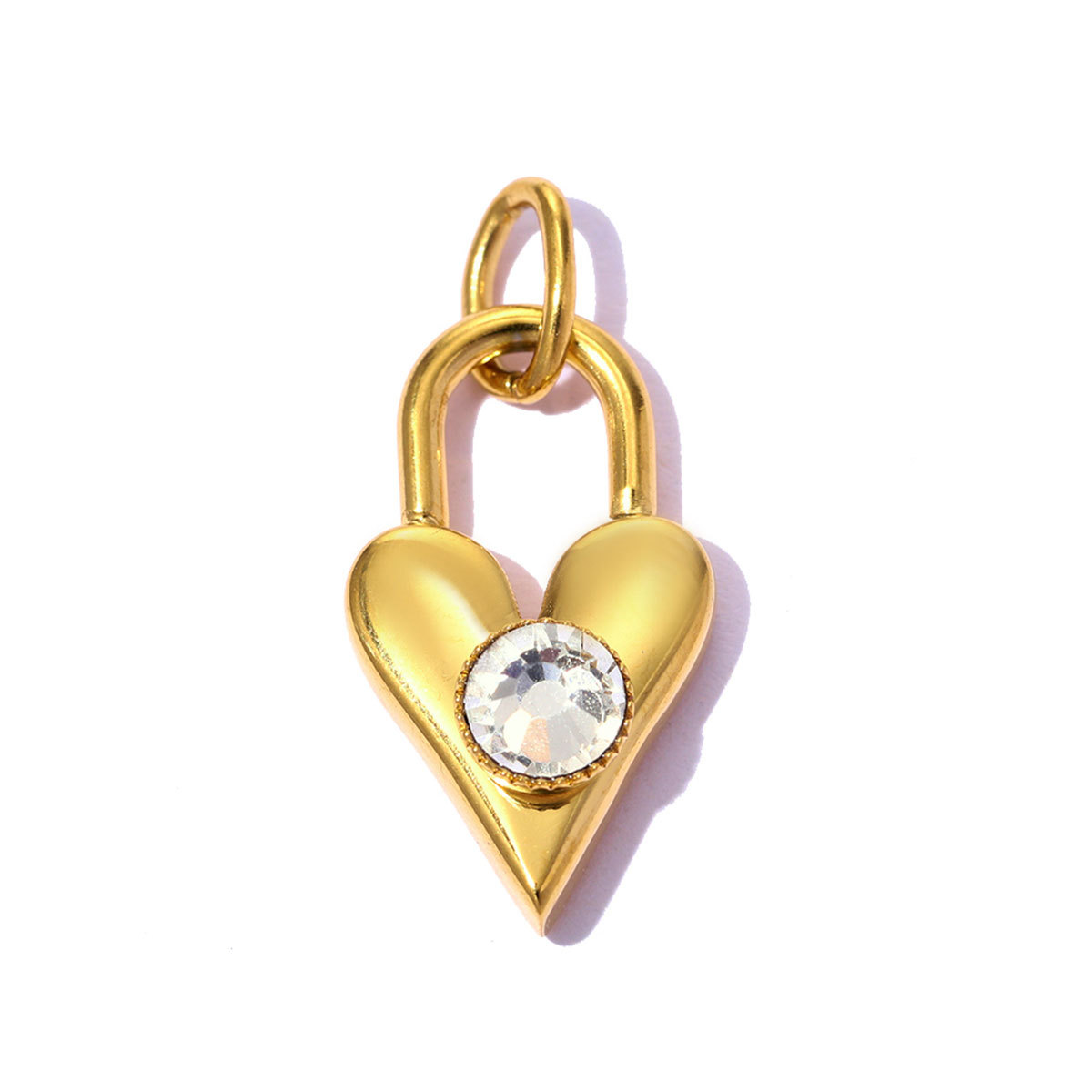 6pcs/pack Stainless Steel Rhinestone Love Heart Lock DIY Bracelet Charms Dog Paw Necklace Pendants Shoe Accessory Wholesale