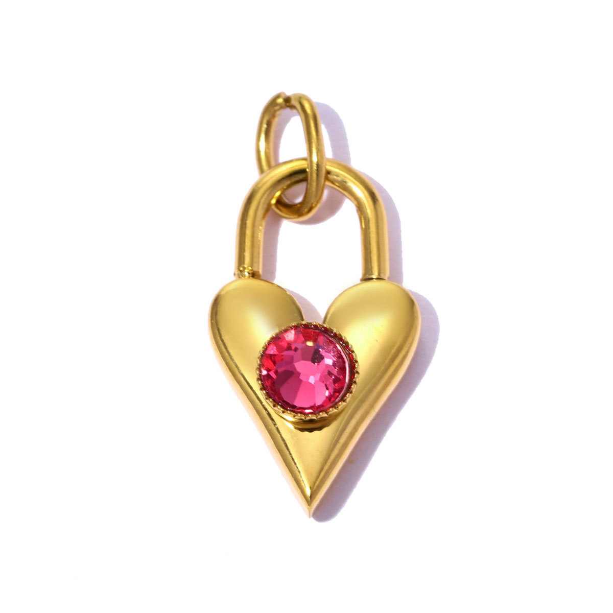 6pcs/pack Stainless Steel Rhinestone Love Heart Lock DIY Bracelet Charms Dog Paw Necklace Pendants Shoe Accessory Wholesale