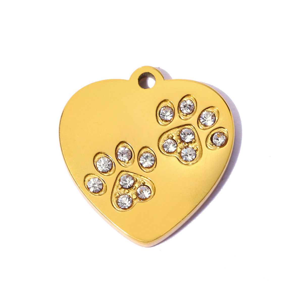 6pcs/pack Stainless Steel Rhinestone Love Heart Lock DIY Bracelet Charms Dog Paw Necklace Pendants Shoe Accessory Wholesale