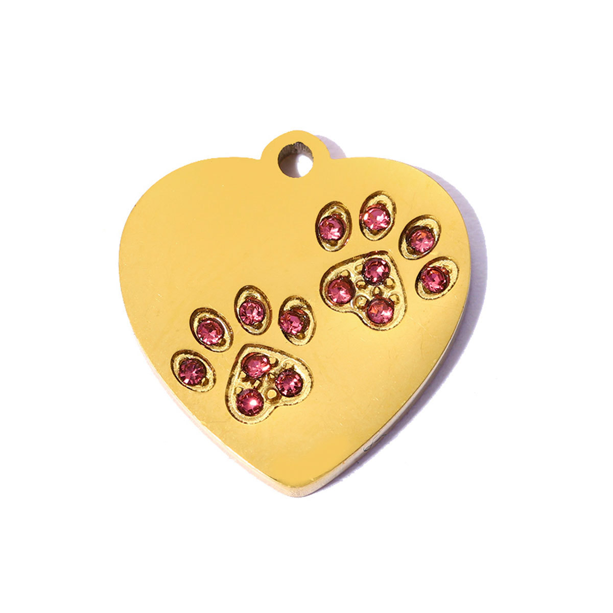 6pcs/pack Stainless Steel Rhinestone Love Heart Lock DIY Bracelet Charms Dog Paw Necklace Pendants Shoe Accessory Wholesale