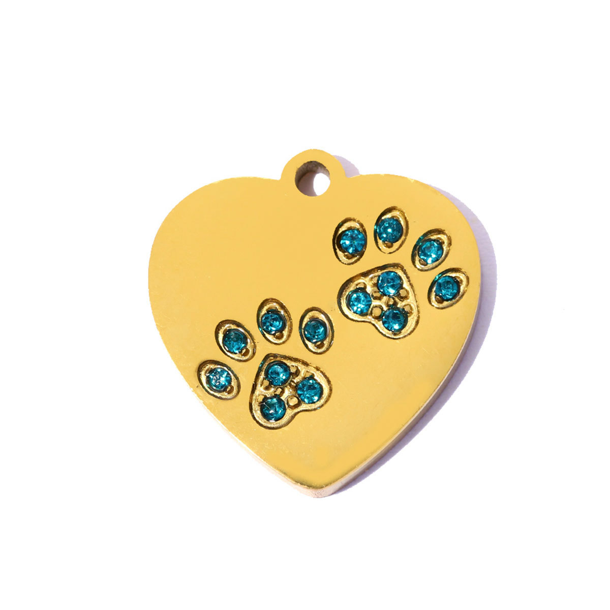 6pcs/pack Stainless Steel Rhinestone Love Heart Lock DIY Bracelet Charms Dog Paw Necklace Pendants Shoe Accessory Wholesale