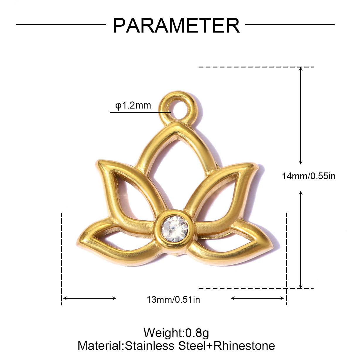 6pcs/pack French Stainless Steel Rhinestone Cross Lotus DIY Charms Zircon Suqare Necklace Pendants Enamel Heart Jewelry Wholesale