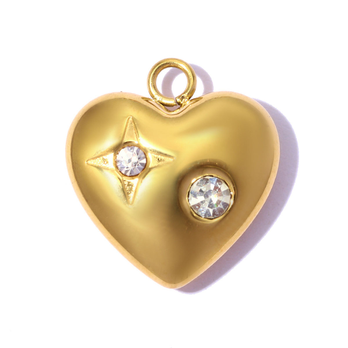 6pcs/pack French Stainless Steel Rhinestone Cross Lotus DIY Charms Zircon Suqare Necklace Pendants Enamel Heart Jewelry Wholesale