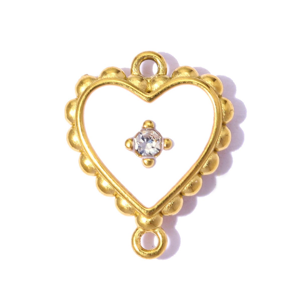 6pcs/pack French Stainless Steel Rhinestone Cross Lotus DIY Charms Zircon Suqare Necklace Pendants Enamel Heart Jewelry Wholesale