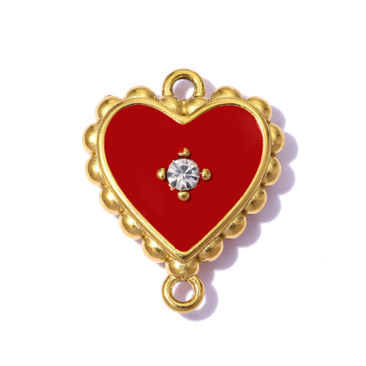 6pcs/pack French Stainless Steel Rhinestone Cross Lotus DIY Charms Zircon Suqare Necklace Pendants Enamel Heart Jewelry Wholesale
