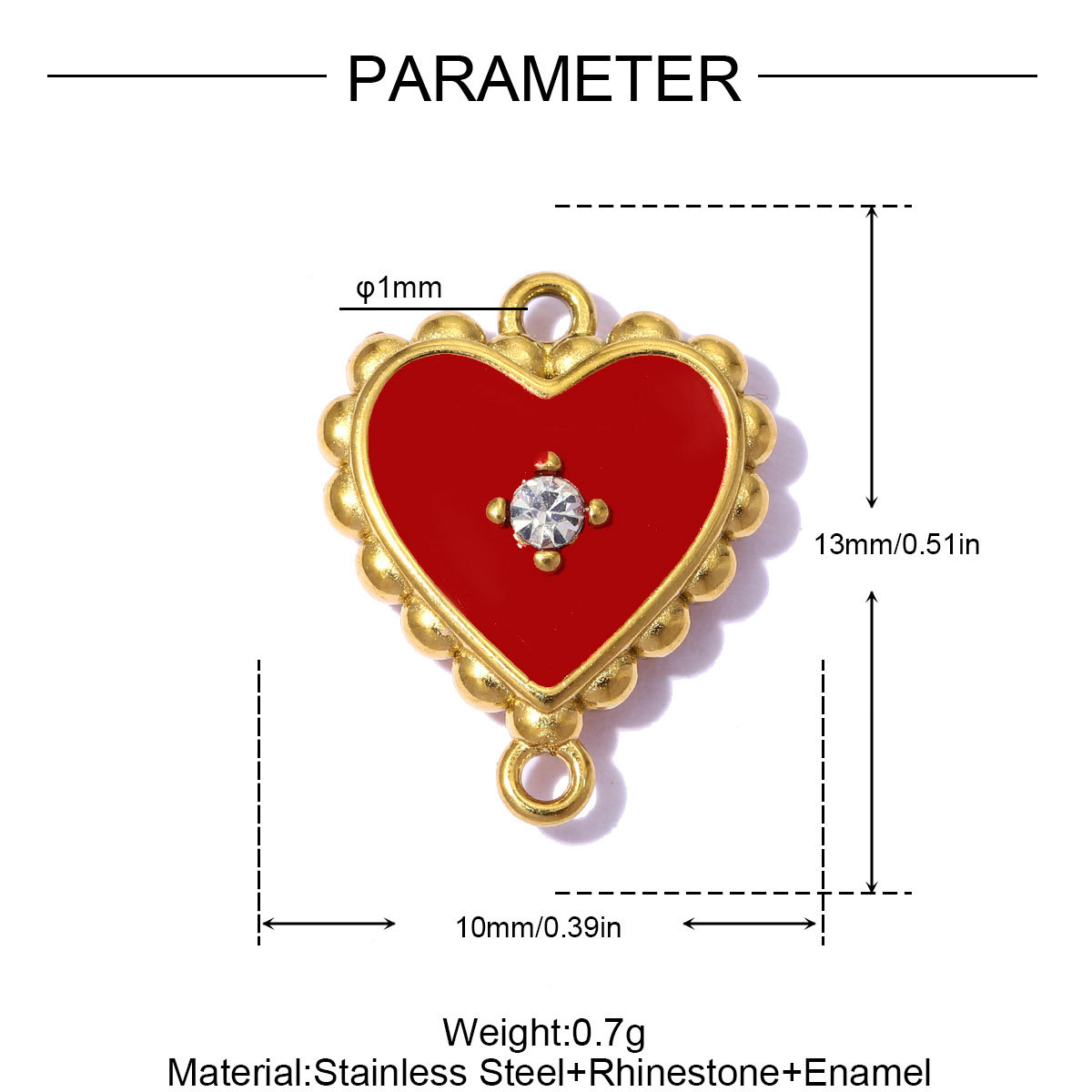 6pcs/pack French Stainless Steel Rhinestone Cross Lotus DIY Charms Zircon Suqare Necklace Pendants Enamel Heart Jewelry Wholesale
