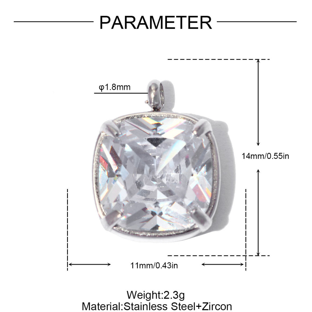 6pcs/pack French Stainless Steel Rhinestone Cross Lotus DIY Charms Zircon Suqare Necklace Pendants Enamel Heart Jewelry Wholesale