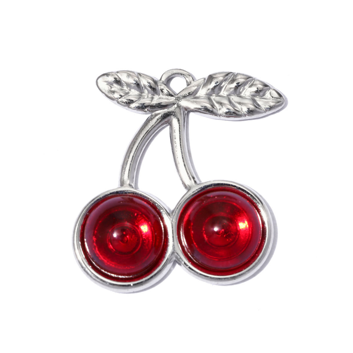 6pcs/pack Stainless Steel 3D Coffee Cup DIY Bracelet Charms Glass Cherry Necklace Pendants Capsule Shoe Accessory Wholesale