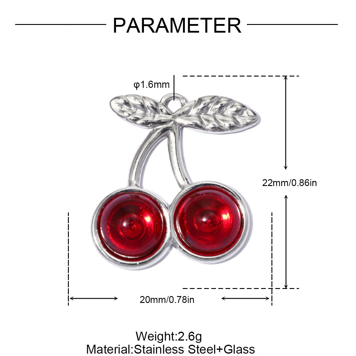 6pcs/pack Stainless Steel 3D Coffee Cup DIY Bracelet Charms Glass Cherry Necklace Pendants Capsule Shoe Accessory Wholesale