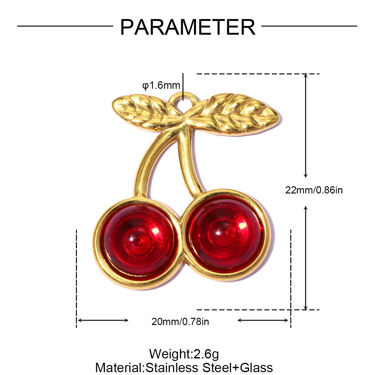 6pcs/pack Stainless Steel 3D Coffee Cup DIY Bracelet Charms Glass Cherry Necklace Pendants Capsule Shoe Accessory Wholesale
